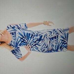 Chico's Travelers Classic Tonal Palms Belted Dress Size M/8 (Chico's 1)